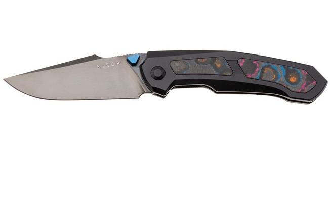 Afbeelding voor Kizer Feweed KI3694A3 Polished DLC CPM S45VN, Titanium Camo Carbon 80's Inlay, zakmes