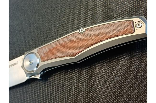 Afbeelding voor Real Steel Avangard 9782 Satin M390, Titanium Natural Micarta, zakmes, Ivan Braginets design