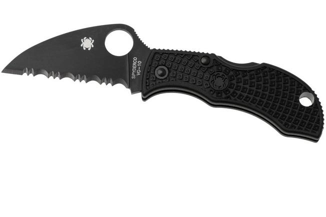 Obraz dla Nóż składany Spyderco Manbug Wharncliffe Black MBKWSBK Black FRN, ostrze częściowo ząbkowane
