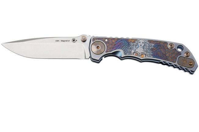 Imagen para Spartan Blades Harsey Folder Angel USSF5ANGL, Stonewashed MagnaCut, Blue/Gold Titanium, Gold Hardware, navaja
