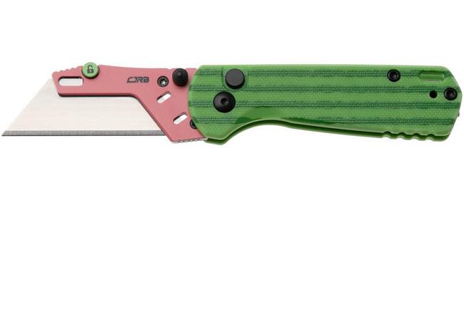 Image pour CJRB Boxer J1967-WM Pink Blade Holder, Green G10, couteau de poche