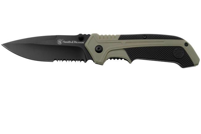 Obraz dla Nóż składany Smith & Wesson S.A.1100036 Spring Assisted Drop Point, OD-Green