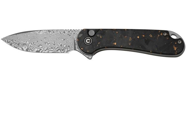Image pour CIVIVI Elementum II Button Lock C18062P-10 Damascus, Carbon Fiber Golden Shred, couteau de poche