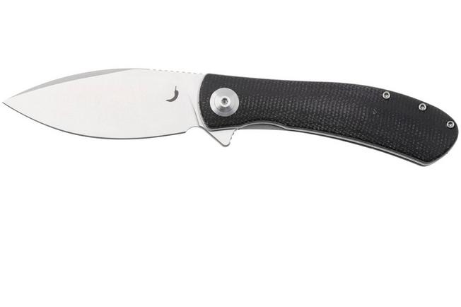 Afbeelding voor Trollsky Knives Mandu Evo MTE008 Satin 14C28N, Black Micarta, zakmes, Michael Trollsky design