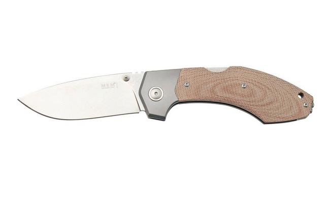 Afbeelding voor MKM Hero Stonewashed, Natural Canvas Micarta, Titanium Bolsters, zakmes