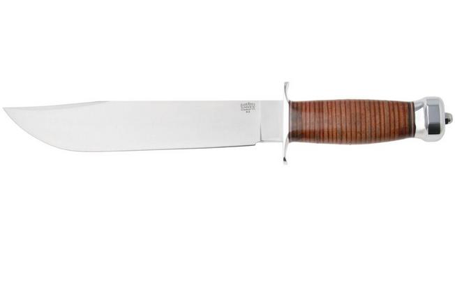 Afbeelding voor Bark River 1909 Michigan Bowie Clip Point BR-09-214 Satin A2, Stacked Leather, Double Quillion, bowiemes