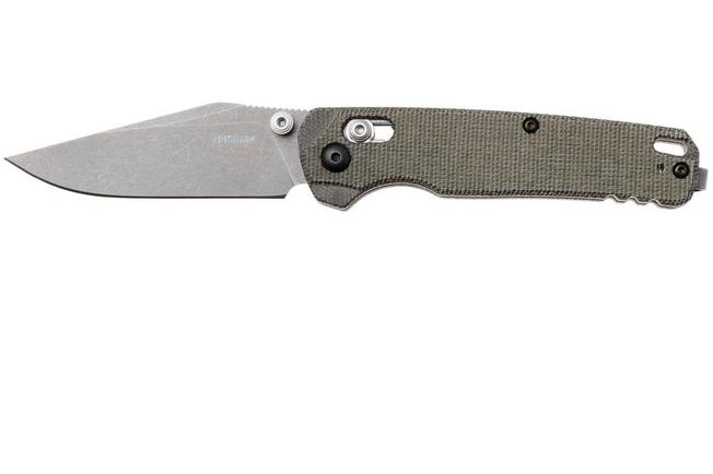 Image for Kershaw Bel Air 6106 Stonewashed MagnaCut Clip Point, Green Micarta, pocket knife