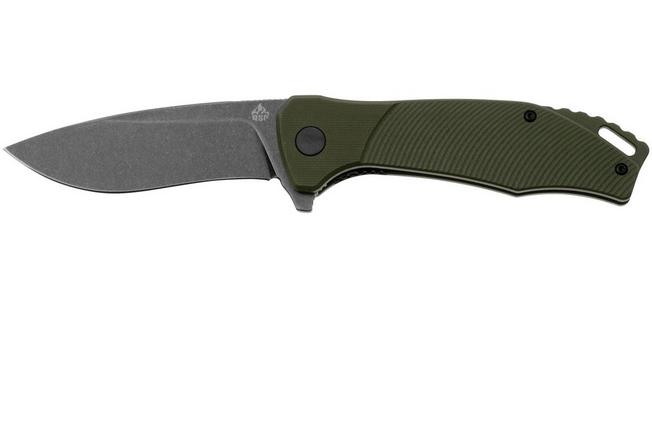 Image for QSP Knife Raven QS122-B2 Blackwashed D2, Green G10, pocket knife