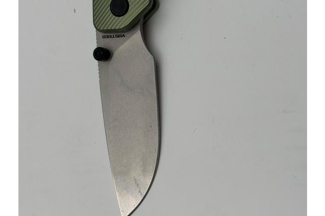 Afbeelding voor Vosteed Marten A1602 Stonewashed 154CM, Green Aluminum, zakmes