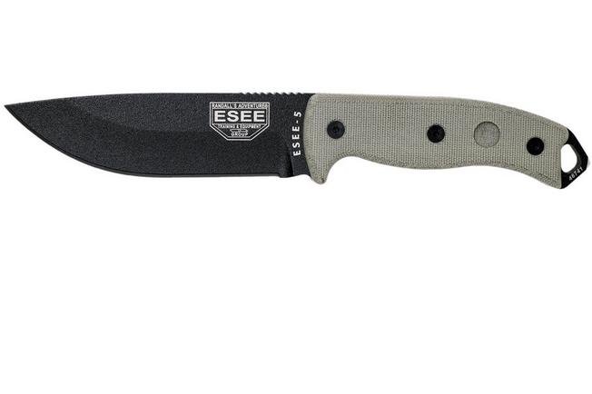 Image for ESEE Model 5 black blade, desert tan handle 5P-BK with kydex sheath + belt clip