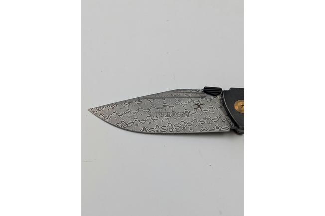 Image pour Kansept Hinterland K1057A3 Damascus, Blackwashed Titanium, Copper Carbon Fiber, couteau de poche, Morgan Koens design