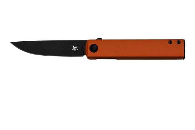 Image for Fox Knives Chnops, FX-543 ALO, Orange Aluminum, Black Becut pocket knife, Riccardo Gobbato design
