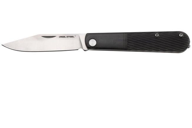Afbeelding voor Real Steel Barlow RB1, 8042B Clippoint 12C27, Black PC, slipjoint zakmes