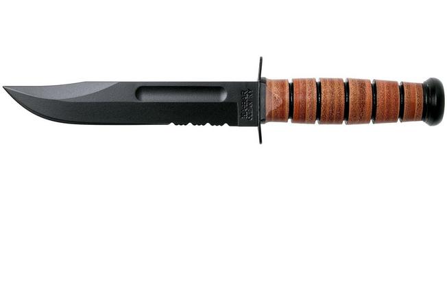 Image pour KA-BAR USMC 5018 partiellement dentelé, cuir, étui en plastique