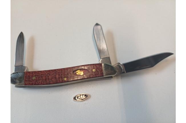 Image for Case Medium Stockman Smooth Dark Red Burlap Micarta, 12272, 103087 CS pocket knife