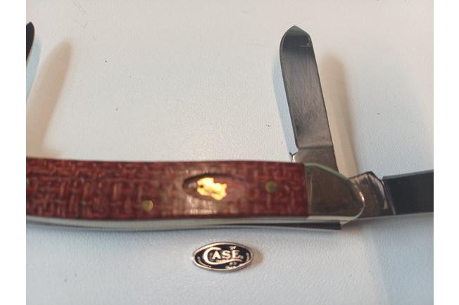 Image for Case Medium Stockman Smooth Dark Red Burlap Micarta, 12272, 103087 CS pocket knife