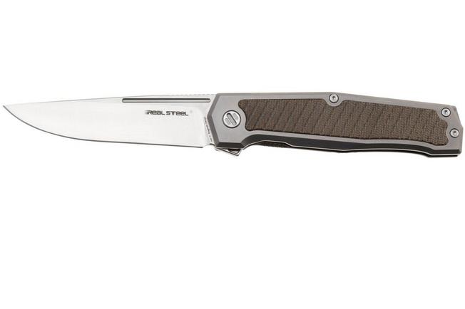 Image pour Real Steel Rokot Premium 7645G Satin S35VN, Titanium Green Micarta Inlay, couteau de poche