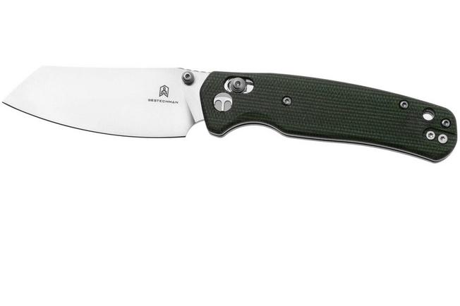 Afbeelding voor Bestechman Cicada's Wing BMK06-M-2 Satin 10Cr15MoV, OD Green Micarta, zakmes