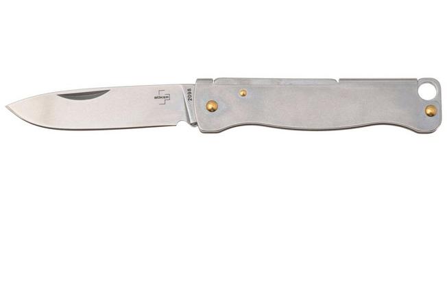 Image pour Böker Plus Atlas Mini 01BP0024 Stonewashed 12C27, Stainless, couteau de poche porte-clé