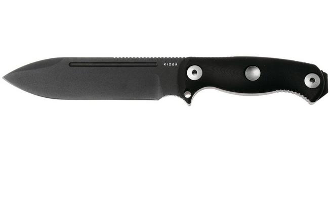 Obraz dla Nóż survivalowy Kizer Drop Bear Fix 7, 1103A2, Black 1095 Carbon Steel, Black G10, projekt Azo