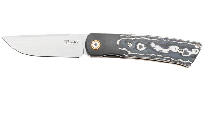 Afbeelding voor Reate Tribute Satin M390, Titanium FatCarbon White Storm, zakmes, Jack Chen design