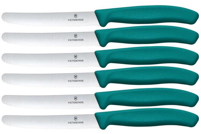 Image for Victorinox Swiss Classic 6.7834.6C1 Tomato & Table Knife, Wavy, Green, set of 6 tomato knives