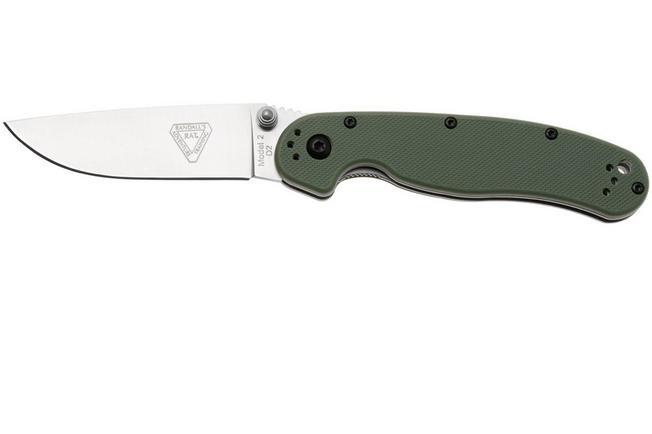 Image for Ontario RAT-2 8828OD Satin D2, OD Green FRN, pocket knife
