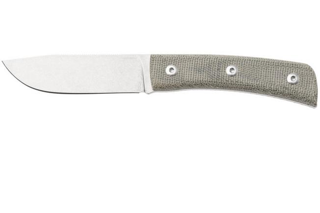 Image for Straightline Buster BS-GC Stonewashed M390, Green Canvas Micarta, fixed knife