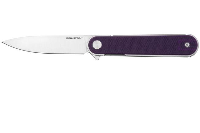 Image for Real Steel Iris Flipper 8061AP Satin 12C27, Purple G10, pocket knife
