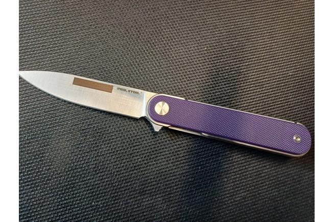 Image for Real Steel Iris Flipper 8061AP Satin 12C27, Purple G10, pocket knife