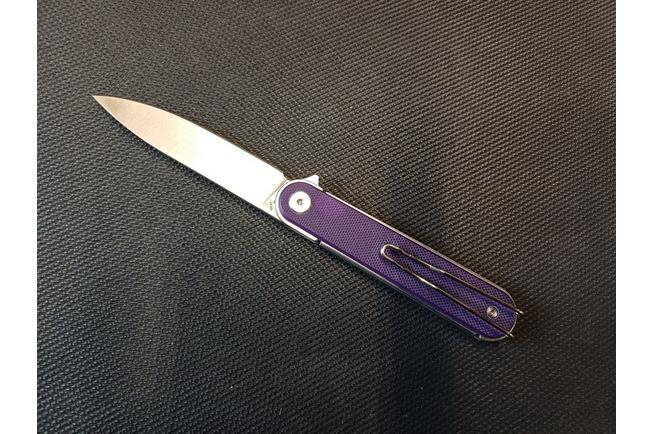 Image for Real Steel Iris Flipper 8061AP Satin 12C27, Purple G10, pocket knife