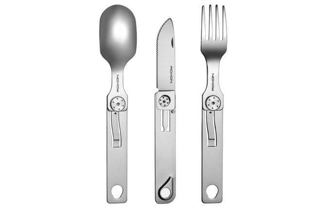 Image for Roxon 3-in-1 Folding Cutlery Travel Set C1S Stainless Steel, outdoor cutlery