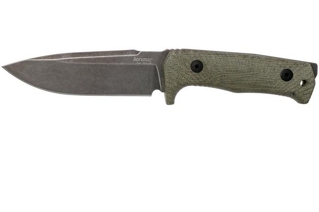 Image for LionSteel T5B-CVG Green Canvas Micarta Black fixed knife