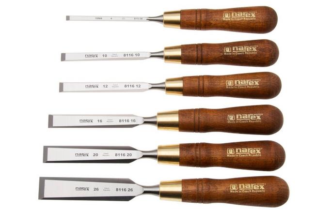 Image for Narex Wood Line Plus Premium Bevel Edge Chisel Set 853200, 6-10-12-16-20-26 mm, 6-pcs