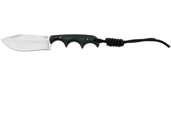 Image for CRKT Minimalist Nessmuk 2376 Stonewashed D2, Green Black Micarta, neck knife, Alan Folts design