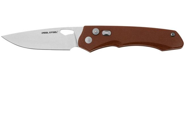 Image for Real Steel Griffin Pro 7131NM 14C28N, Natural Micarta, pocket knife, Carson Huang design