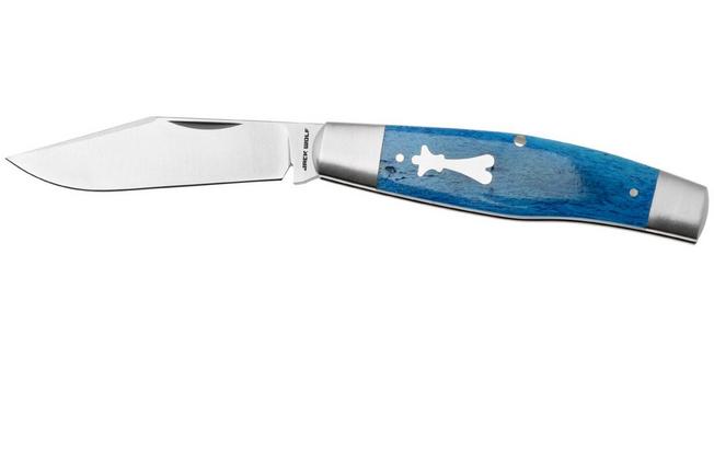 Image for Jack Wolf Gateway Stockman STOCK-01-SMT-BLU-BON Satin Sandvik 14C28N, Smooth Blue Bone, pocket knife