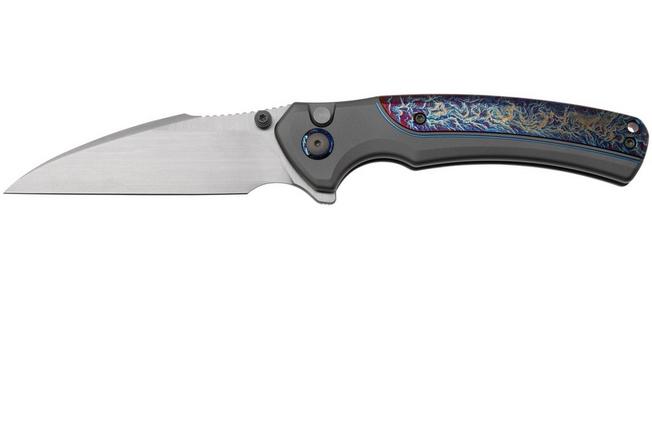 Afbeelding voor WE Knife Ziffius WE22024D-4 Hand Rubbed Satin CPM 20CV, Gray Titanium, Flamed Titanium Integral Spacer, Limited Edition, zakmes