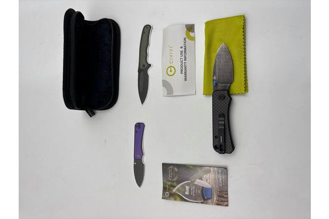 Image for Civivi Baby Banter C19068S-DS1 Carbon Fiber, Damascus pocket knife, Ben Petersen design