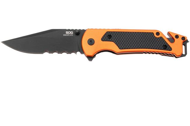 Afbeelding voor SOG Escape ATK 2.0 11-52-02-43, Titanium Nitride AUS-8, Hi Viz Orange Aluminum zakmes