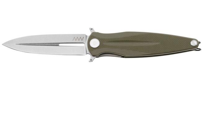 Afbeelding voor ANV Knives Z400 BB VZ400-013 Stonewashed Sleipner, Olive G10, zakmes