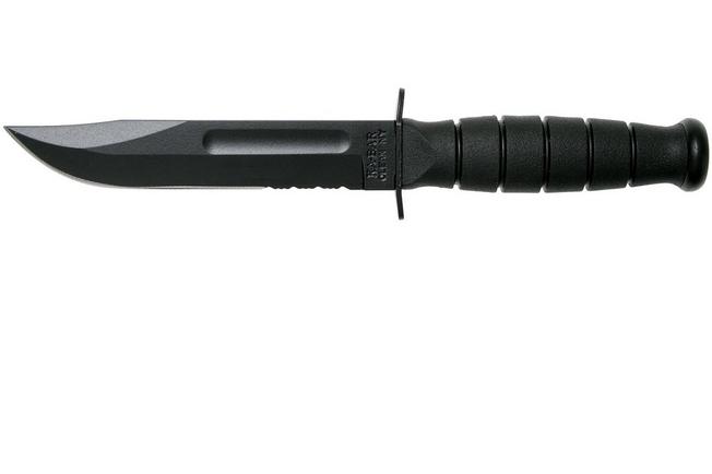 Image for KA-BAR Short 1257 partially serrated, fixed knife, leather sheath