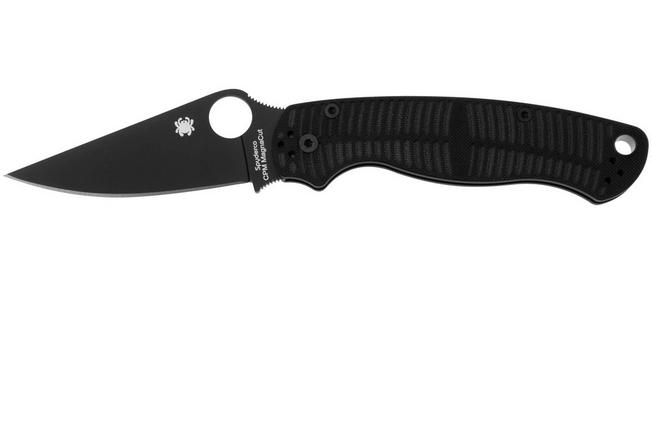 Afbeelding voor Spyderco Paramilitary 2 Salt, CPM MagnaCut Black DLC, Black G10 C81GMCBKP2 zakmes