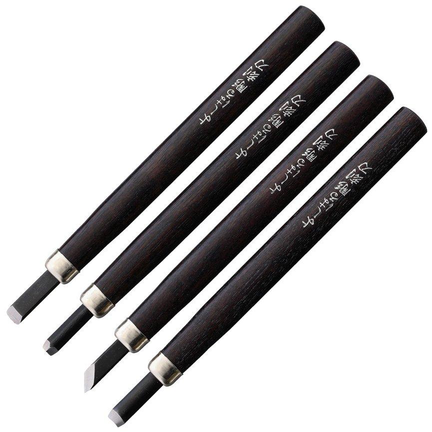 Yoshiharu H4 Japanese wood carving knives, set of 4 Advantageously