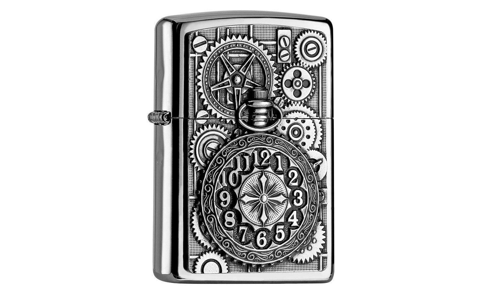 Zippo Steampunk Pocket Watch Emblem 2004742, Street Chrome, aansteker