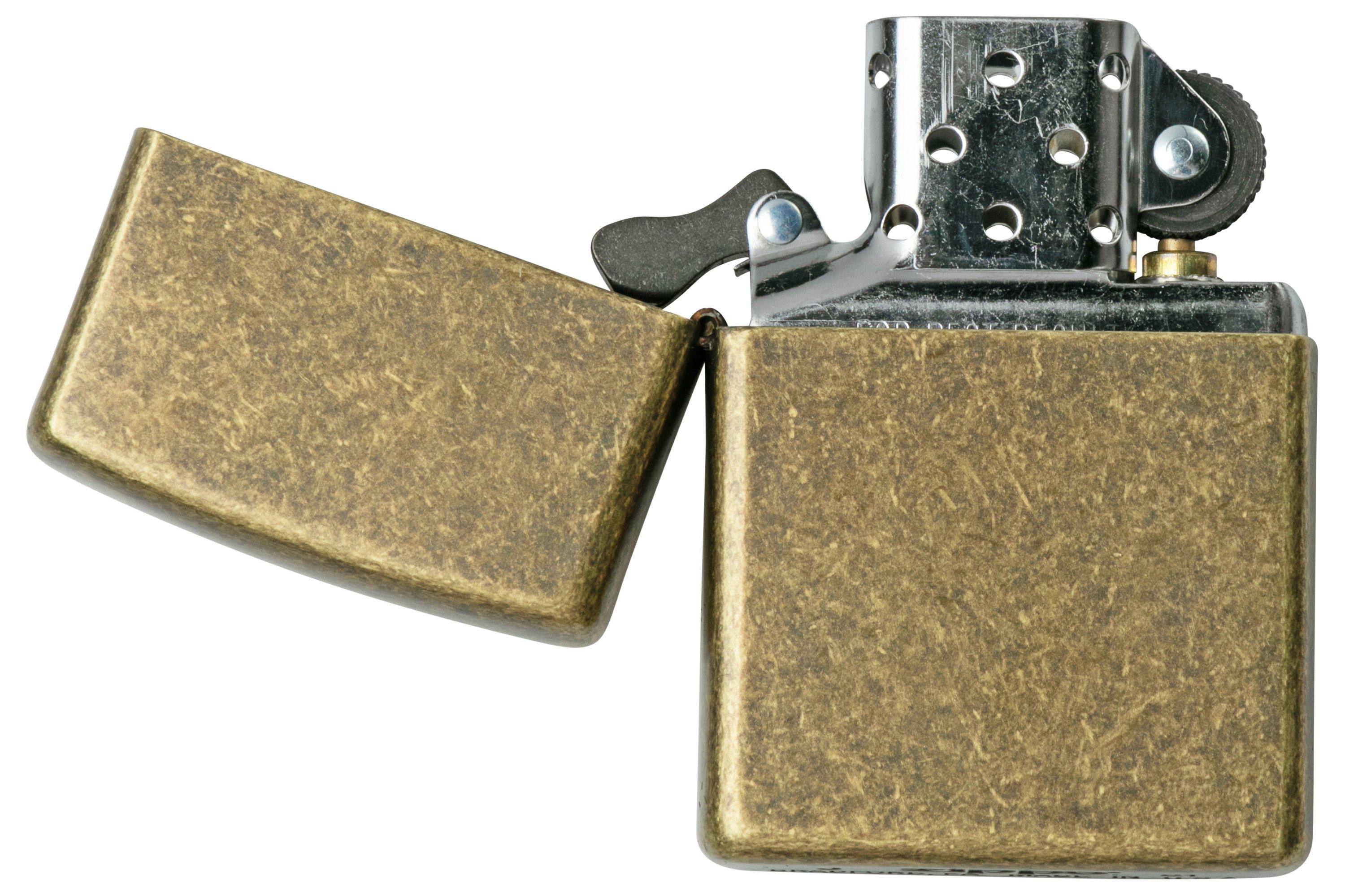 Zippo Flat Bottom Antique Brass 60001567, lighter | Advantageously ...