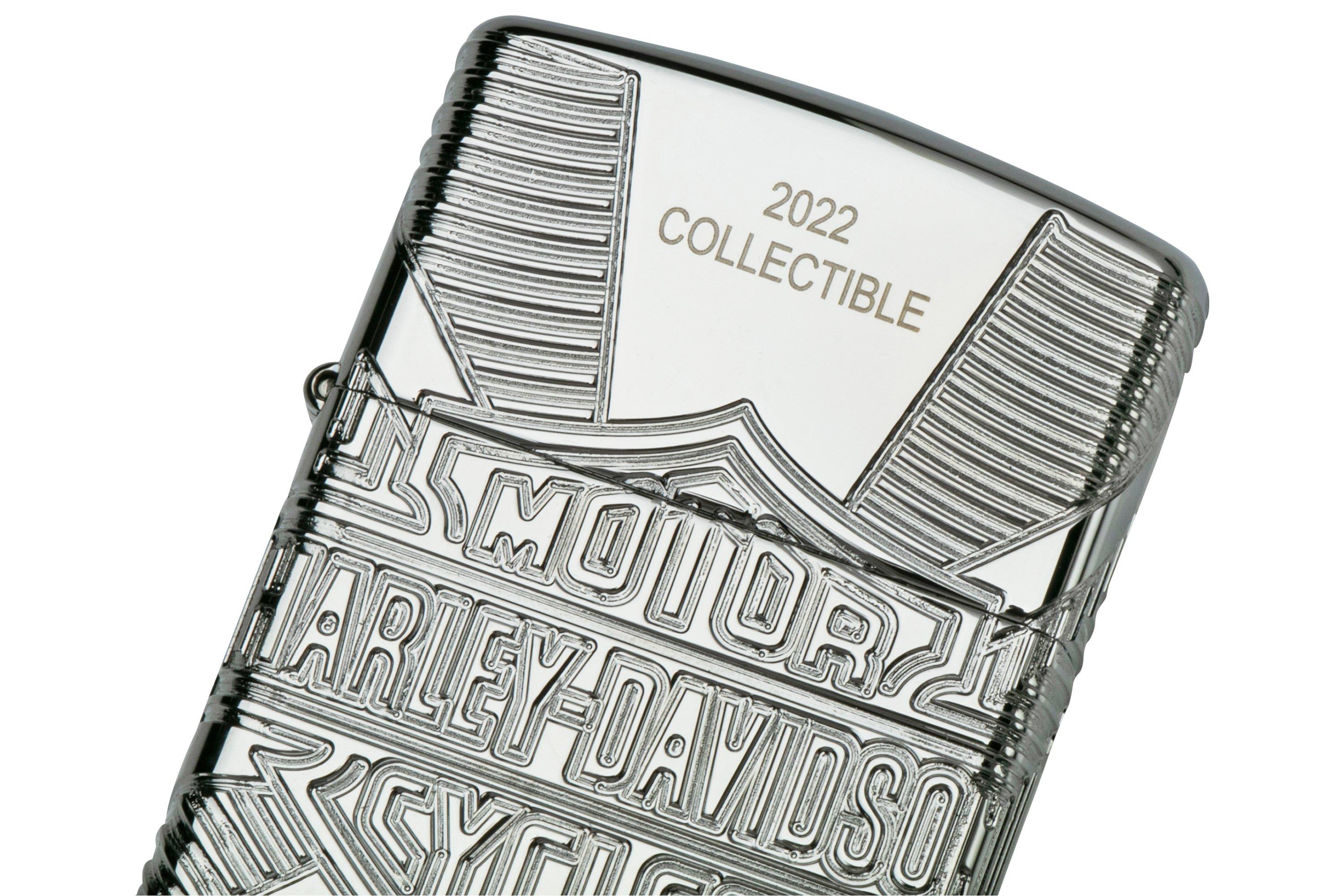 Zippo Harley-Davidson 49466 Accendino Antivento Ricaricabile - Metallo Marrone Con Logo Bar & Shield, Made In USA, Garanzia A Vita