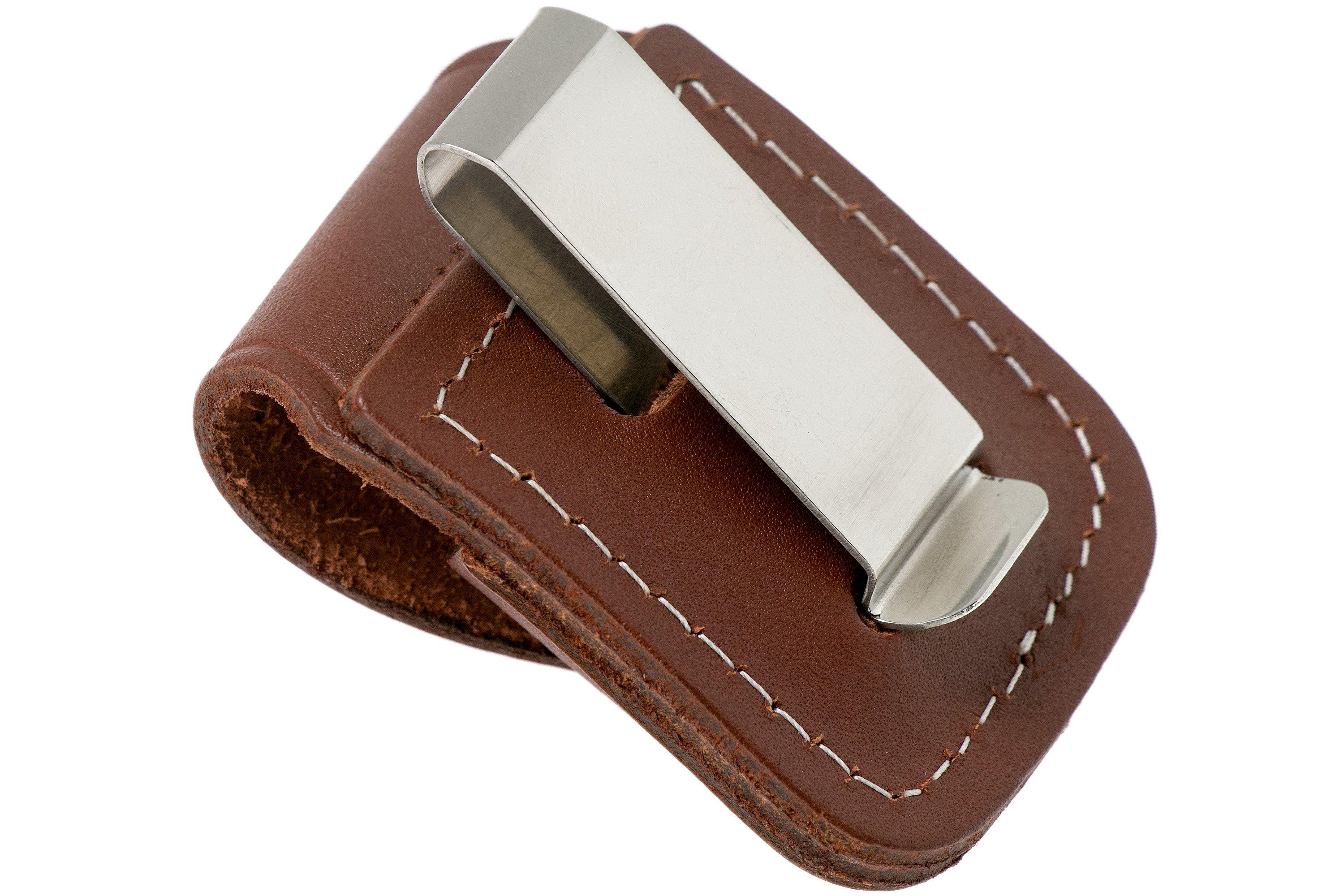 Étui ceinture pour Zippo en cuir brun