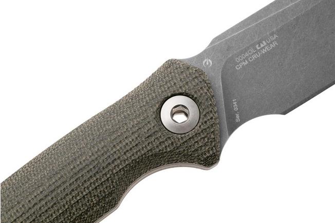Afbeelding voor Zero Tolerance 0004OL, Stonewashed CPM Cru-Wear, Olive Drab Micarta vaststaand mes