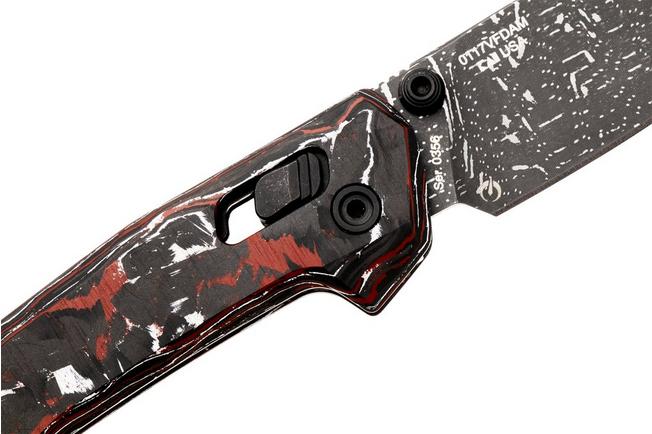 Afbeelding voor Zero Tolerance 0117VFDAM Vegas Forge Damascus, Red White Carbon Fiber zakmes